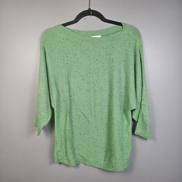 J. Jill Tops - J Jill Green Knit Sweater Top Boat Neck Speckled Dolman Sleeves Women’s‎ Sz XS